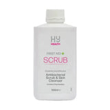 White plastic bottle of hy health first aid antibacterial scrub and skin cleanser 500ml effective antibacterial scrub
