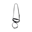 Black leather horse bridle with glossy finish and adjustable straps featuring a hy equestrian flash nose band