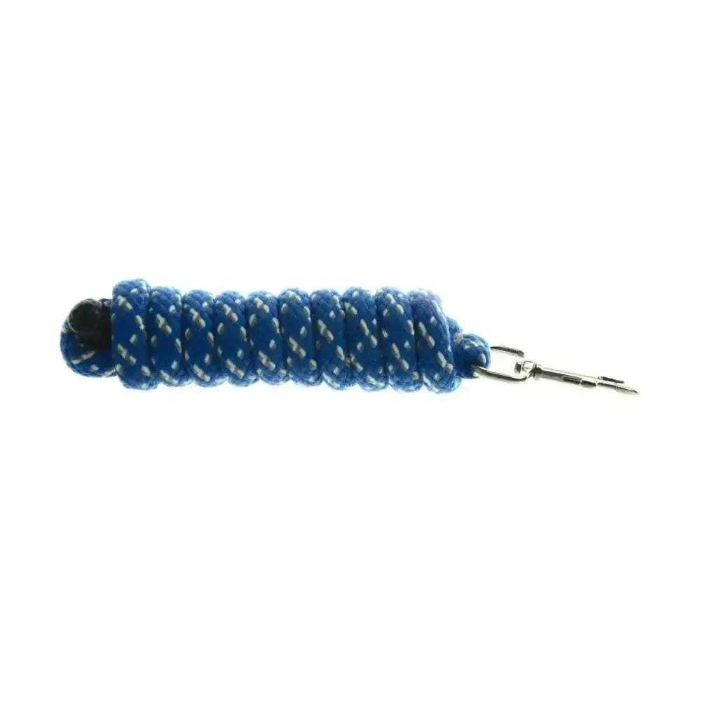 Blue braided fleck lead rope with silver metal clasp perfect for equestrian fleck lead horse leads use