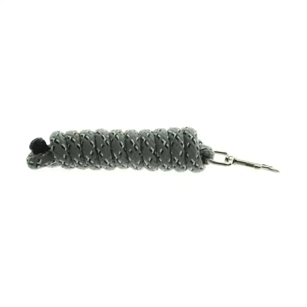 Gray braided rope keychain with a silver clasp for hy equestrian fleck lead rope and horse leads use