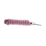 Pink and gray braided hy equestrian fleck lead rope keychain with silver metal clasp perfect for horse leads