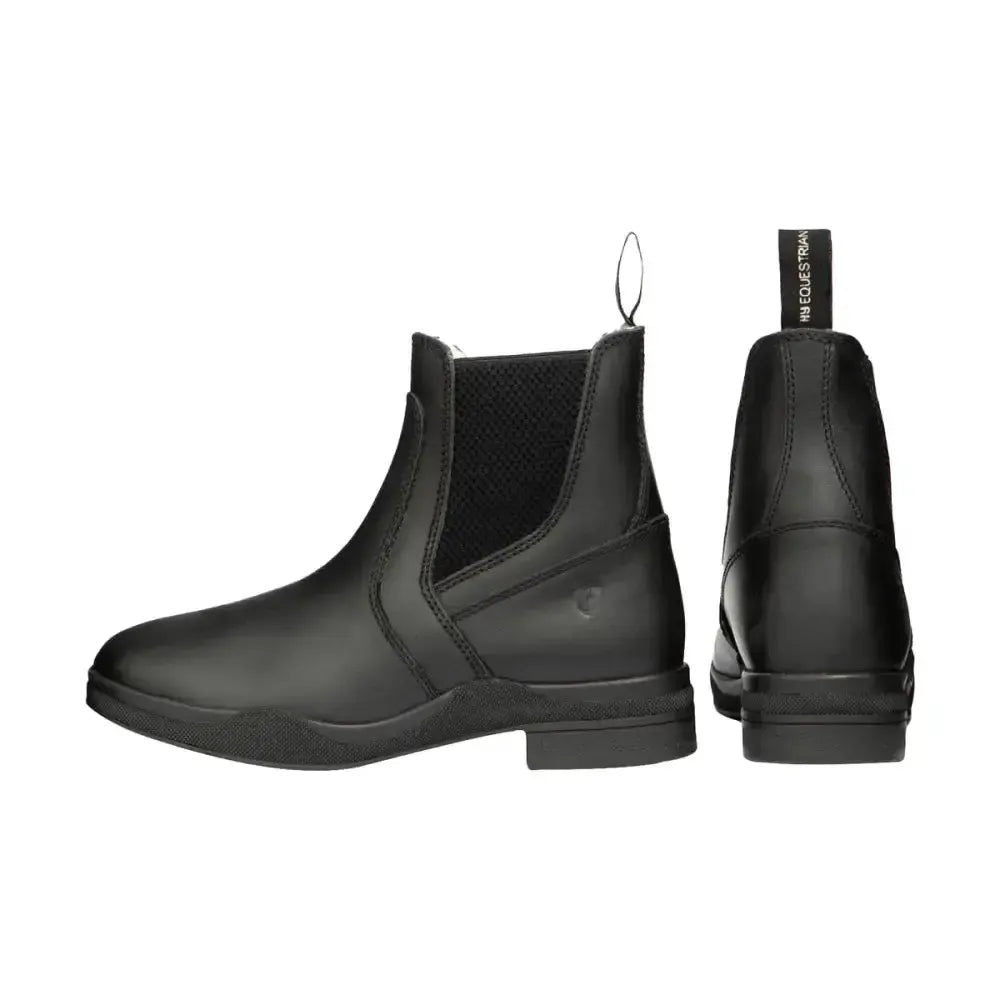 Hy Equestrian Fleece Lined Wax Leather Jodhpur Boot Black 3 Short Riding Boots