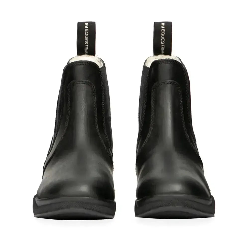 Hy Equestrian Fleece Lined Wax Leather Jodhpur Boot Black 3 Short Riding Boots