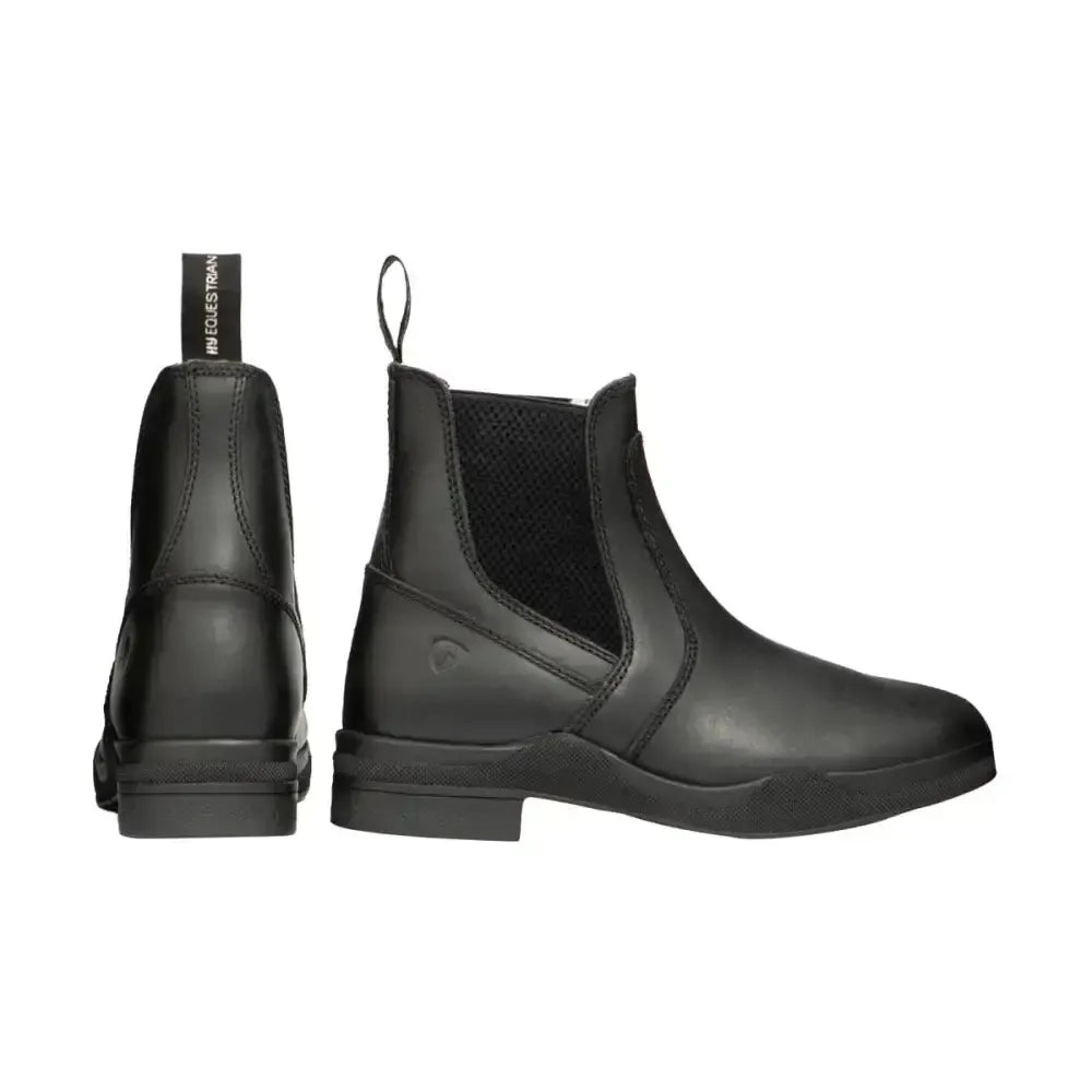 Hy Equestrian Fleece Lined Wax Leather Jodhpur Boot Black 3 Short Riding Boots
