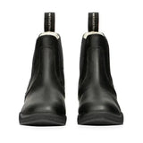 Black leather hy equestrian fleece lined wax leather jodhpur boots with elastic side panels for practical use