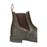 Dark brown fleece lined wax leather jodhpur boots with mesh panel and pull tab perfect for practical equestrian use
