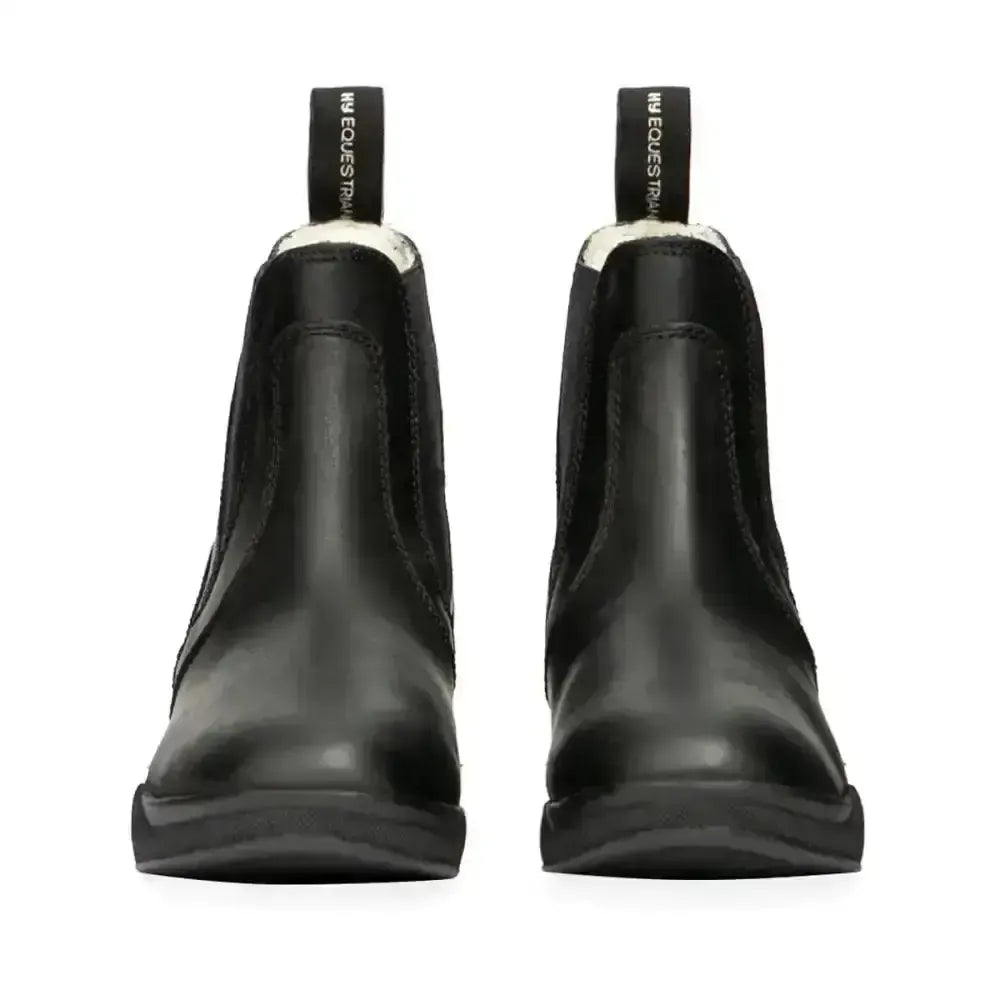 Hy Equestrian Fleece Lined Wax Leather Jodhpur Boot Black 3 Short Riding Boots