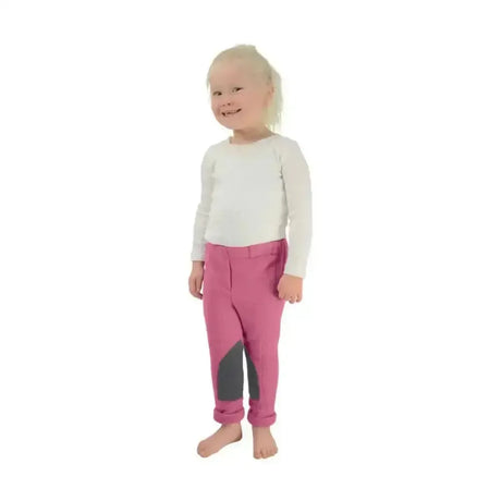 Hy Equestrian Fleece Tots Jodhpurs Grey / Pink Childs - Xl Jodhpurs