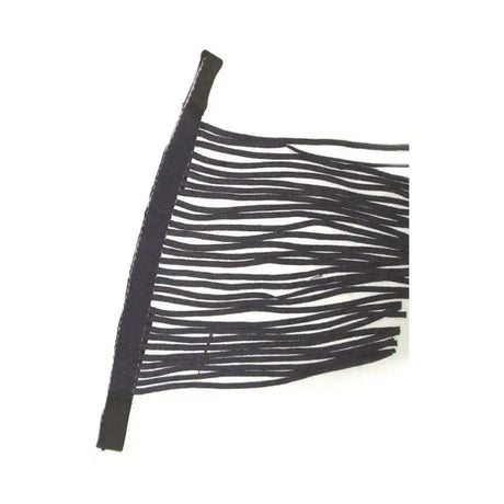 Black leather equestrian fly fringe with solid black top edge for horse fly masks and head collar use