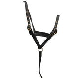 Black leather foal slip halter with brass hardware and adjustable straps from Hy Equestrian equestrian foal slip
