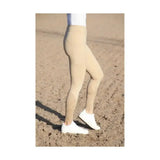 Beige high-waisted fordwich riding tights with smooth form-fitting design and four-way stretch fabric for equestrian use