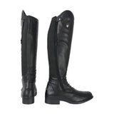 Black leather classic formia riding boot with front laces and side zipper perfect for equestrian formia riding