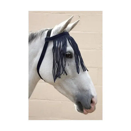 Black fringed horse mask from hy equestrian free fit with fit fly fringe to keep horse flys away