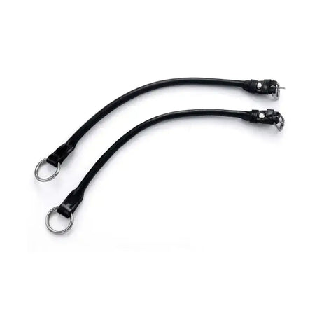Black leather equestrian gag cheeks with metal rings and clasps for high quality gag cheeks high use