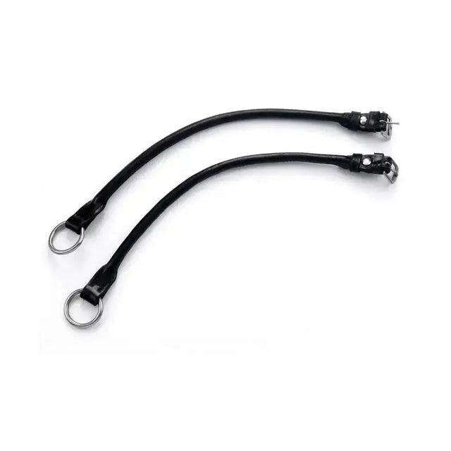 Black leather equestrian gag cheeks with metal rings and clasps for high quality gag cheeks high use
