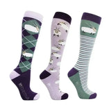 Hy Equestrian Gallant Goat Socks (Pack of 3) Purple/moss 4 - 8 Riding Socks