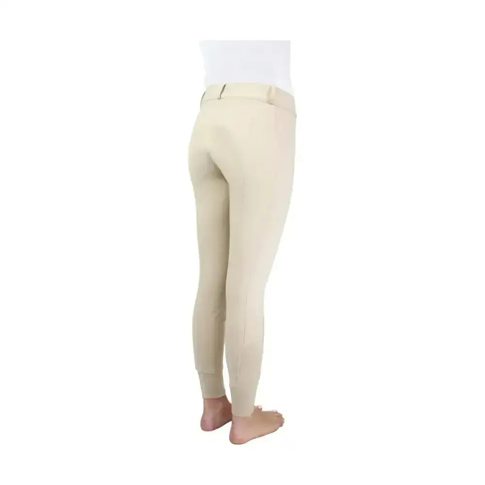 Beige hy equestrian glacial softshell riding tights with smooth fabric and brushed fleece lining for comfy rides