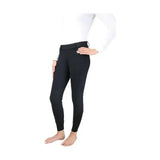 Black hy equestrian glacial softshell riding tights with reinforced knee patches and brushed fleece lining