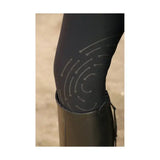 Black hy equestrian glacial softshell riding tights with light gray abstract pattern and brushed fleece lining