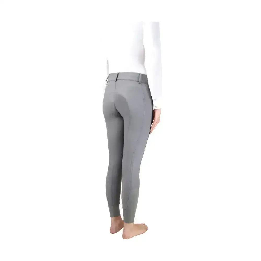 Gray hy equestrian glacial softshell riding tights with a fitted design and soft brushed fleece lining for comfort