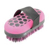 Pink and black hy-shine equestrian glitter body lightweight brush with honeycomb grip and adjustable strap for horses