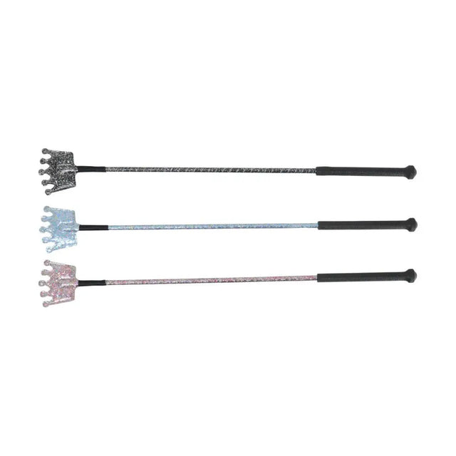 HY Equestrian Glitter Crown Riding Whip Black Glitter Riding Crops & Whips