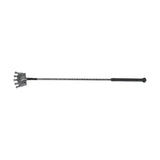Silver glittery crown end riding crop with black grip and textured handle perfect for equestrian glitter crown use