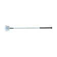 Silver crown-shaped glitter crown riding whip with black grip and metallic shaft for equestrian use