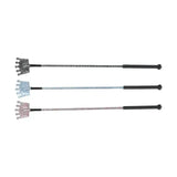Three hy equestrian glitter crown riding whips with black handles and silver blue and pink sparkling shafts