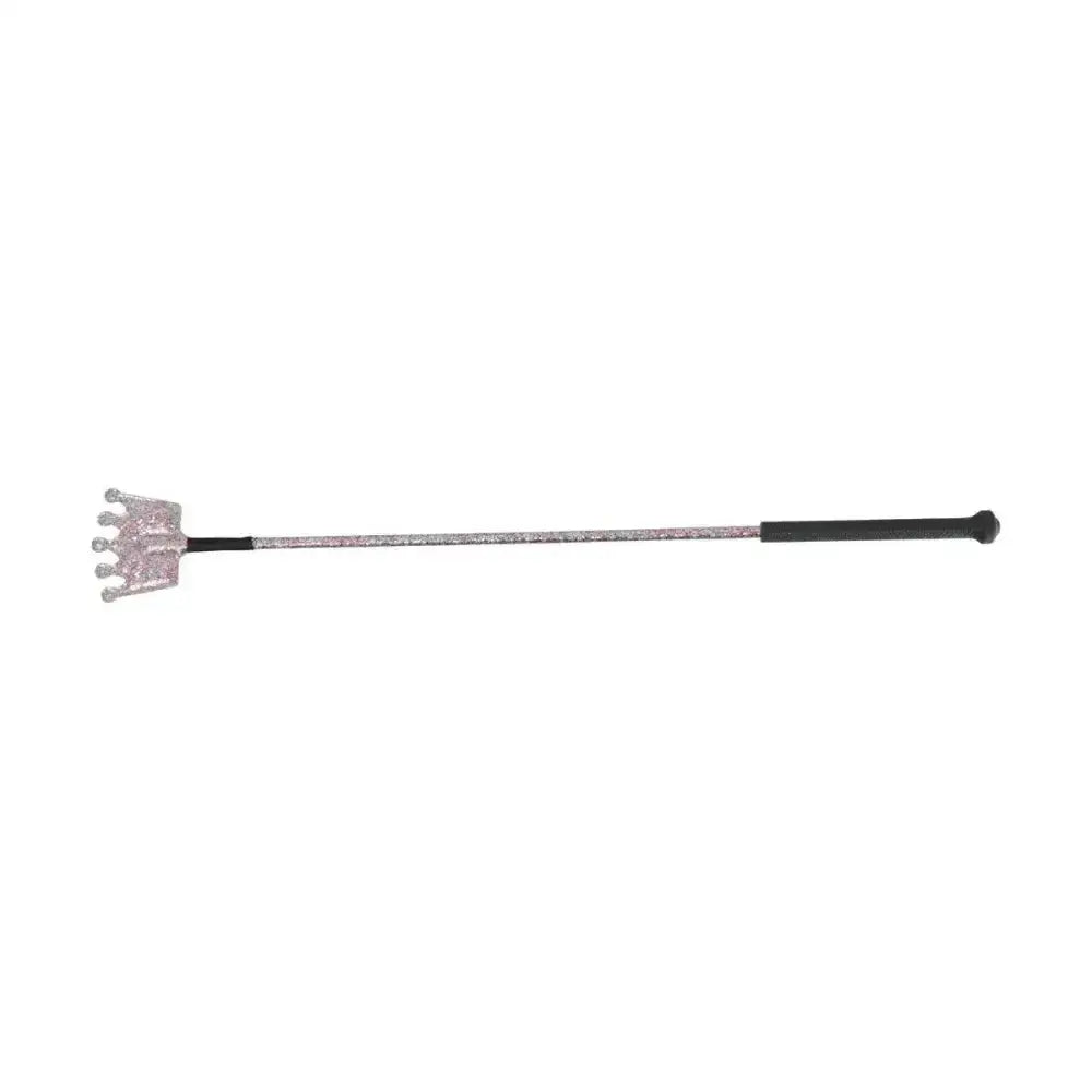 Silver glitter crown riding crop with black grip from hy equestrian glitter crown whip collection