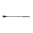 Black leather hy equestrian gp riding crop with textured wrap handle matches and silver metal ferrule riding crops