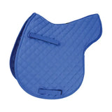 Blue quilted hy equestrian gp showjump numnah with diagonal stitching and two fabric straps for securing saddle pads