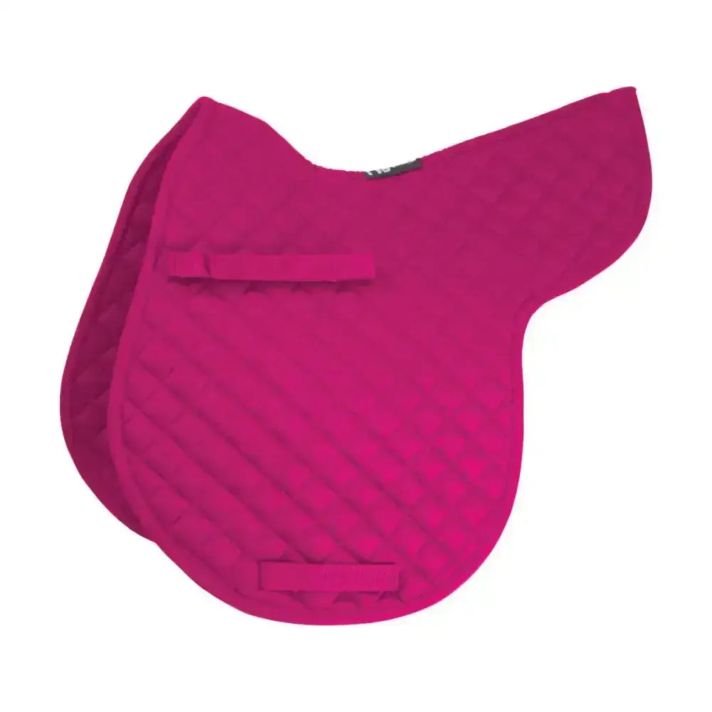 Fuchsia quilted hy equestrian gp showjump saddle pad with diamond pattern and elastic straps for showjump numnah use