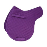 Purple quilted Hy Equestrian GP showjump numnah with diamond pattern and two fabric straps for securing saddle pads