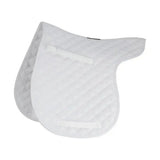 White quilted saddle pad with diamond pattern and reinforced edges for equestrian gp showjump numnah use