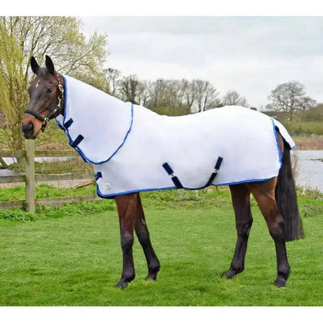 Hy Equestrian Guard Signature Combo Fly Rug-White Bound Navy / Blue-4'6"-Fly Rugs-HY Equestrian-Barnstaple Equestrian Supplies Tack Shop