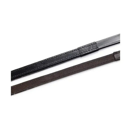 Black leather and brown woven hy equestrian half rubber reins high quality for show riding and control