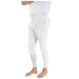 White equestrian harrogate men’s breeches with sleek form-fitting design and subtle stitching details for riding