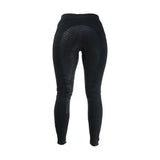 Black equestrian hickstead silicon leggings showing back textured grippy panel for perfect everyday pull and stability