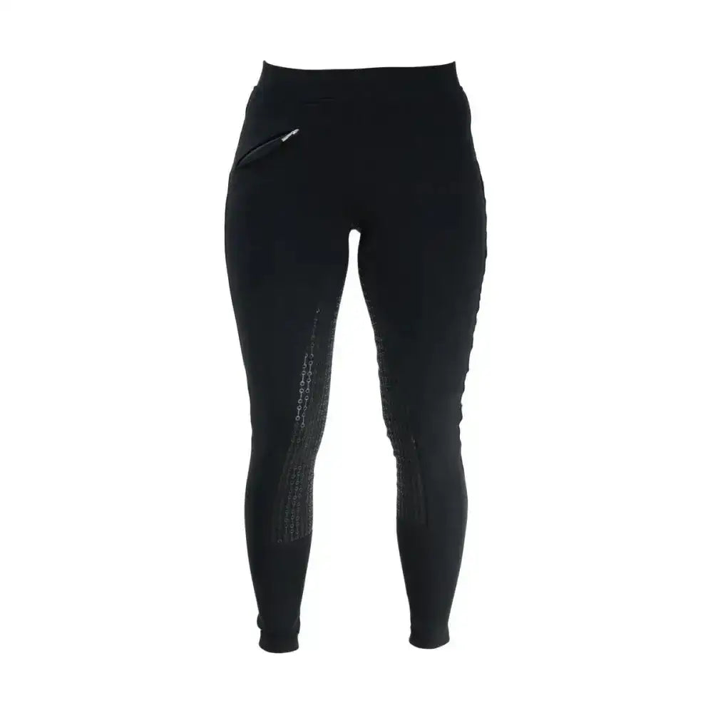Black Hy Equestrian Hickstead silicon leggings with textured panels and zippered side pocket perfect everyday pull