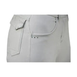 White denim equestrian highgrove ladies breeches with silver rivets and stitched detailing for a sophisticated breech look