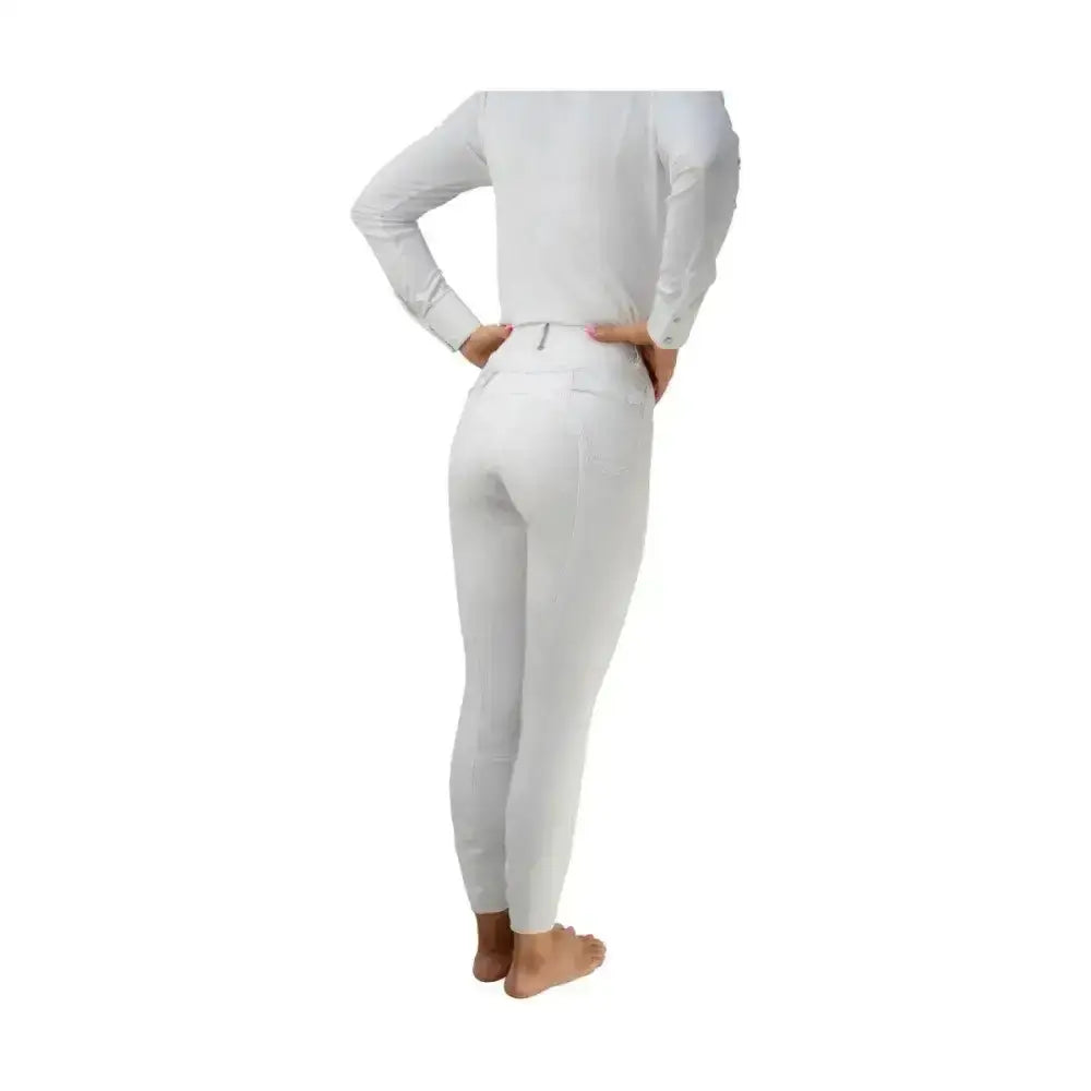 White highgrove ladies breeches with sleek fit and subtle stitching perfect for a sophisticated equestrian look