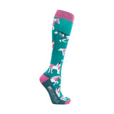 Hy Equestrian Horsing Around Socks (Pack of 3) Teal/Berry 4 - 8 Riding Socks