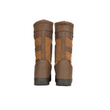 Brown and tan buffalo leather equestrian hurdlow short country boots with a rugged two tone design
