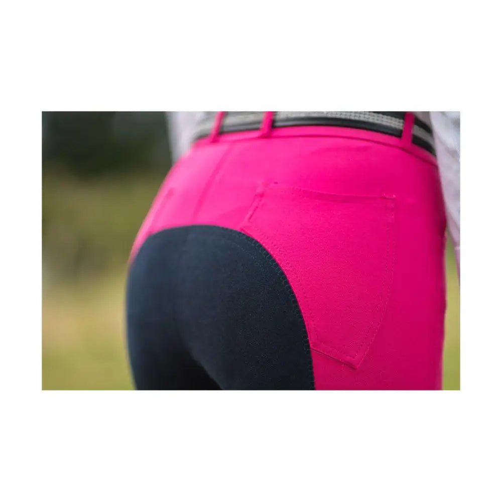 HY Equestrian HyEDITION Full Seat Breeches Hot Pink/Navy 24" Riding Breeches Barnstaple Equestrian Supplies