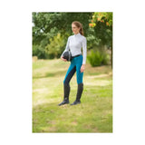 Teal and black hy equestrian hyedition full seat riding breeches designed for comfort and grip in the saddle