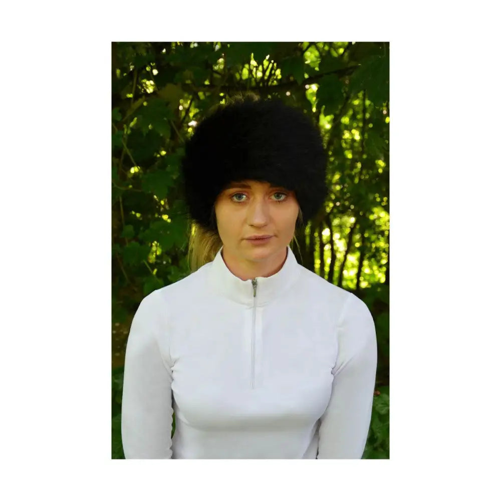 Hy Equestrian Idaho Fleece Lined Faux Fur Headband Black Headbands Barnstaple Equestrian Supplies