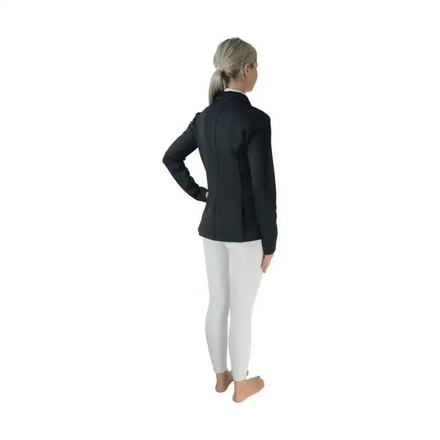 Black HY equestrian invictus pro jacket with structured fit and subtle seams made from technical flex-tech material