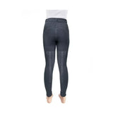Black Hy Equestrian Jesmond Jewel denim look tights with textured thigh panels for equestrian athletes