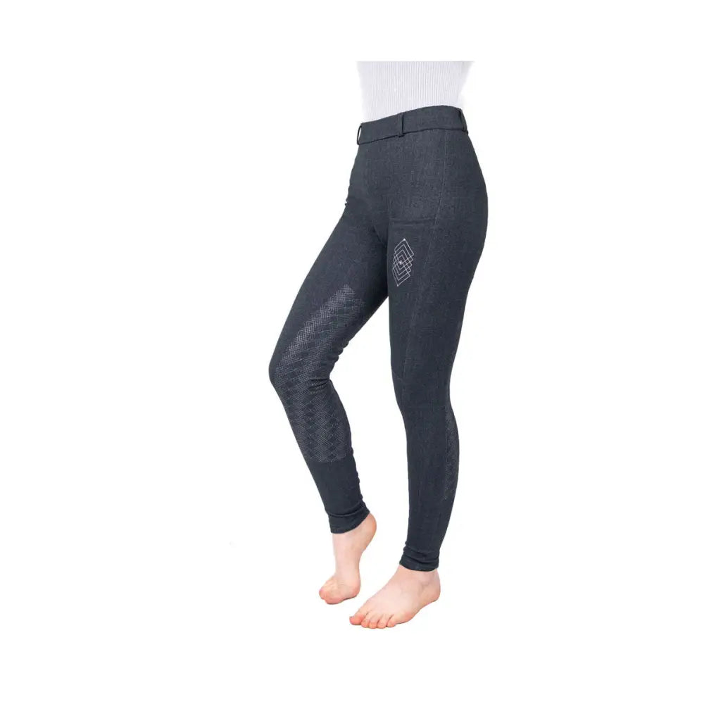 Hy Equestrian Jesmond Jewel Denim Look Tights Denim X Small Riding Tights Barnstaple Equestrian Supplies